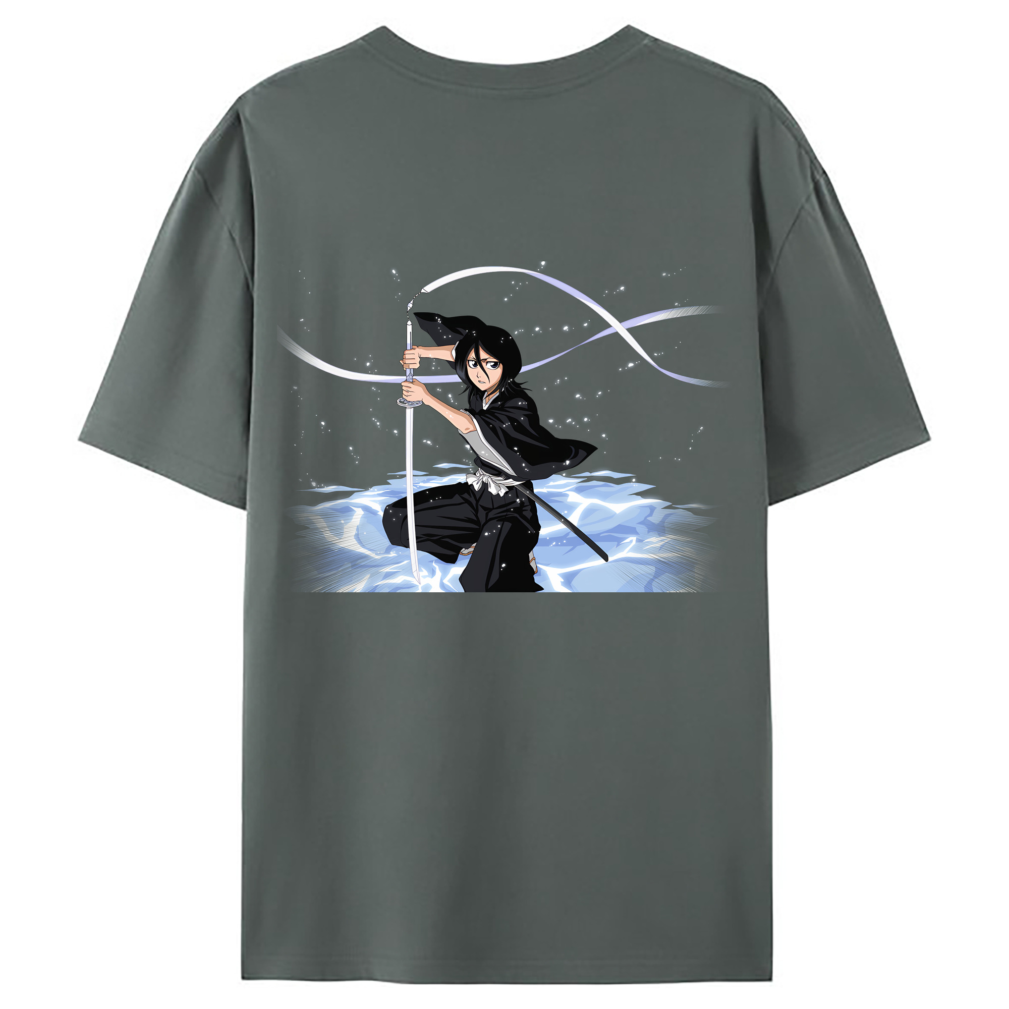 （画像用） ブリーチ 朽木ルキア BLEACH Kuchiki Rukia 綿100％ メンズ半袖Tシャツ（バックプリント） 通気性